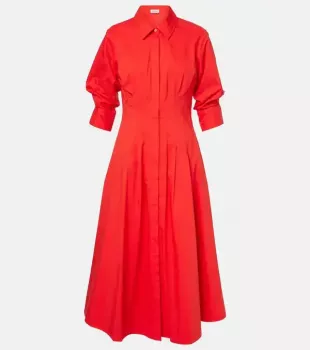 Jazz Pleated Midi Shirt Dress