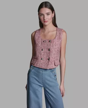 Square Neck Double Breasted Vest
