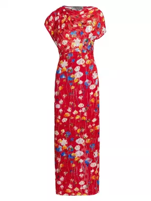 Floral Print Draped Sheath Dress