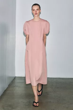Linen Blend Midi Dress