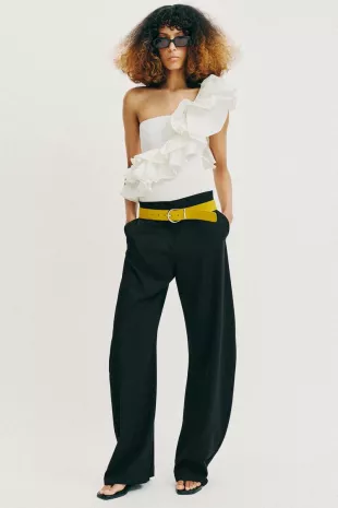Asymmetric Ruffle Bodysuit
