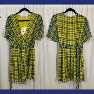 Katina Silk Checkered Wrap Dress