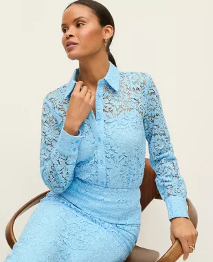 Lace Shirt in Blue Air