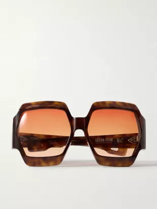 Grandfunk Hexagon Frame Tortoiseshell Acetate Sunglasses