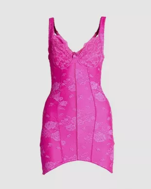 Women Pink Paneled Bustier Lingerie Mini Dress