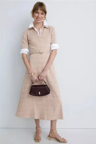 Plaid-pattern Polo Dress