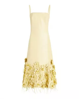 Loulou Floral-Appliquéd Vegan Leather Midi Dress
