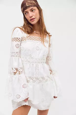Cottage Rose Lace Mini Dress