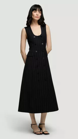 Scoop Neck Double-Breasted Dress