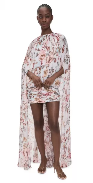 Ruched Cape Mini Dress