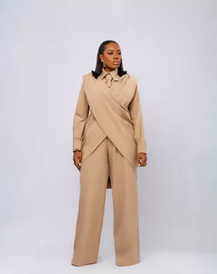 Nude Brown Pants Set
