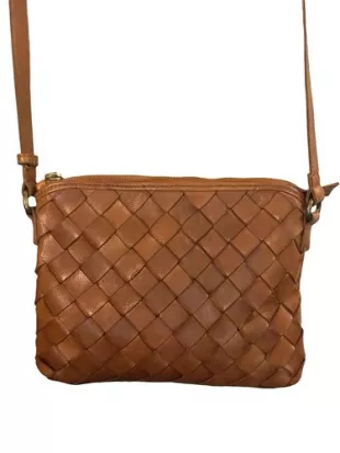 Genuine Leather Woven Hobo