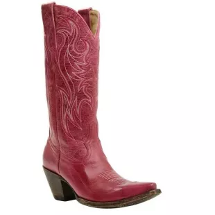Coming Up Roses Leather Western Boot Snip Toe Magenta