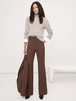 High-Rise Flare Italian Lightweight Wool Pant