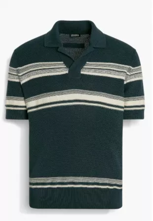 Stripe Cotton & Silk Polo Sweater