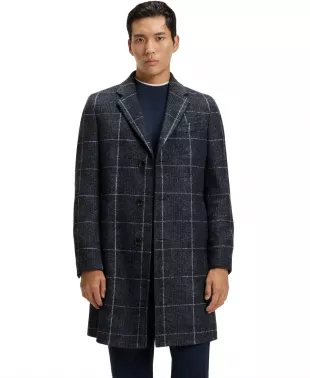 Plain Check Slim Fit Coat