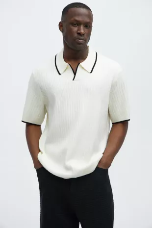 Garrison Knitted Johnny Collar Short Sleeve