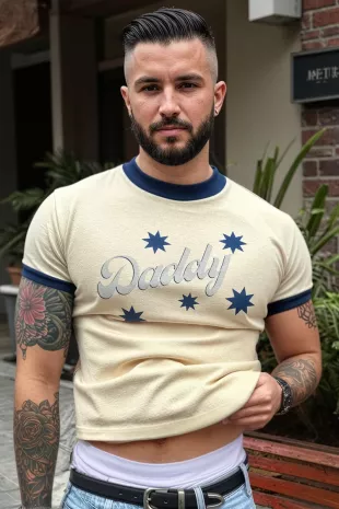 Daddy Print Ringer Tee