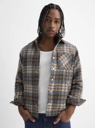 Lined Checked Tweed Overshirt