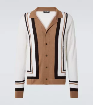 Wool and Silk Jacquard Cardigan