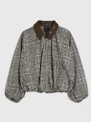 TOWIE Saffron Lempriere Brown Bubble Hem Bomber Jacket