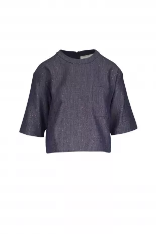 Ex T Sequined Denim Top