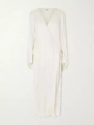 Rommi Crinkled-voile Midi Wrap Dress