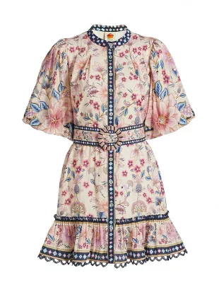 Superbloom Belted Puff Sleeve Minidress