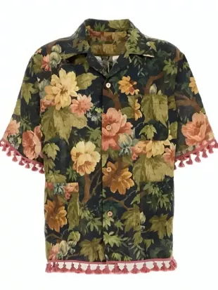 Travis Kelce Floral Tassel Camp Shirt