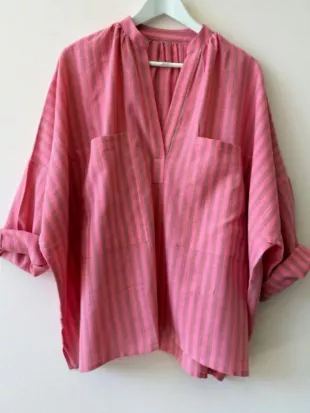 The Four Seasons S2 Kerri Kenney Pink Striped Shirt