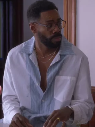 The Four Seasons Coleman Domingo Patchwork Striped Shirt