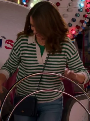 The Four Seasons S02 Tina Fey Green Striped Polo Sweater