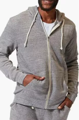 Trim Fit Heathered Fleece Zip Hoodie