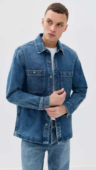 Denim Shirt-Jacket in Jamestown Wash