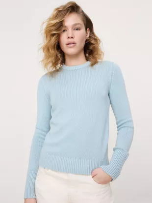 Larkspur Cotton-Silk Crew-Neck Sweater