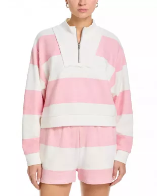 Striped French Terry Half Zip Sweatshirt
