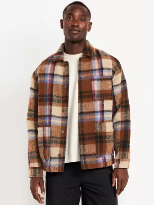 Wool-Blend Plaid Chore Jacket