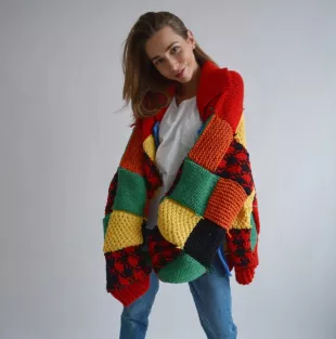 Colorblock Cardigan Harry Styles Patchwork Cardigan Merino Cardigan