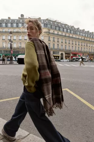 Plaid Fringed Scarf