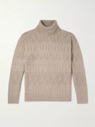 Jacquard-Knit Wool Rollneck Sweater
