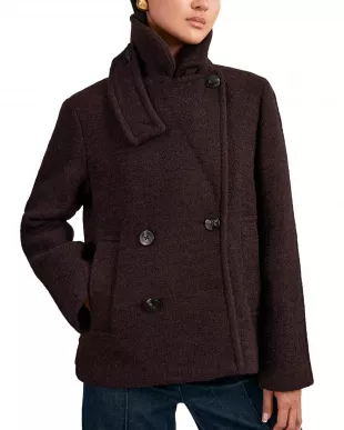 Addie Wool-Blend Double-Breasted Short Coat