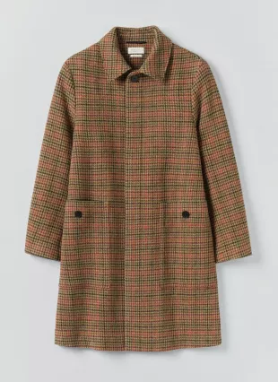 Vibrant Check Wool Overcoat
