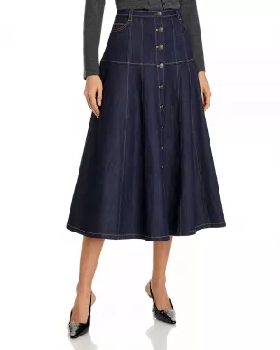 Briony Denim Midi Skirt in Indigo