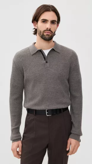 Crawford Cashmere Blend Long Sleeve Polo