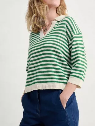 The Four Seasons S02 Tina Fey Green Striped Polo Sweater