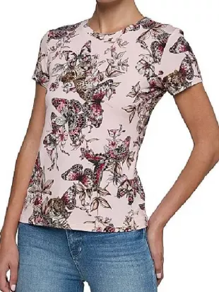 The Young and the Restless Sharon Case Pink Floral Butterfly Tee