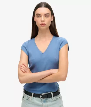 Athletic Essentials Lace Trim V-Neck Top