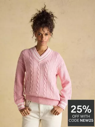 Dibly Cable Knit Cricket Cotton Jumper