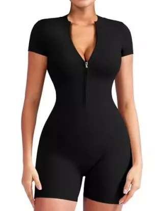 Women Short Sleeve Workout Jumpsuit