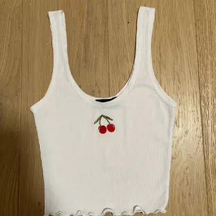 White Cherry Cropped Tank Top